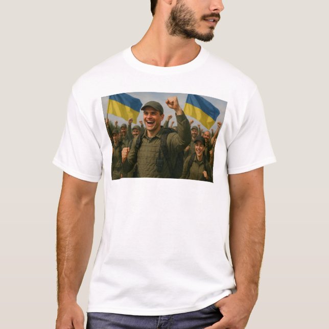 Ukrainas soldater firar Victory Together T Shirt (Framsida)