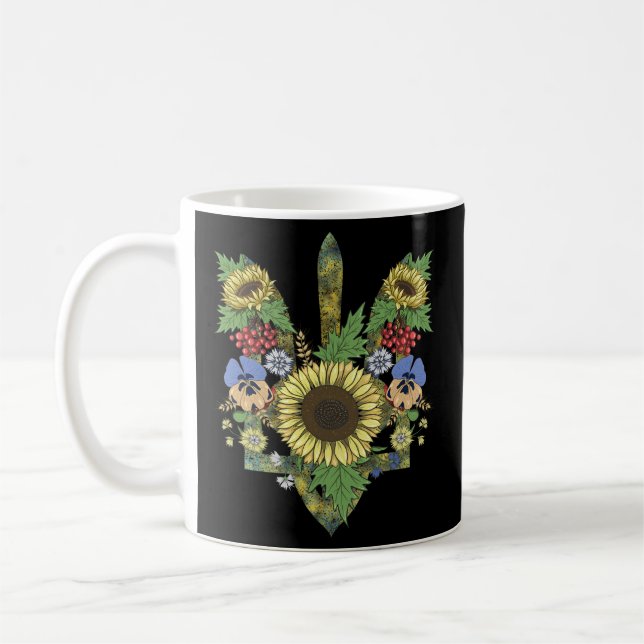 Ukrainas solrosBlommigt Ukrainas symbol Trysub F Kaffemugg (Vänster)