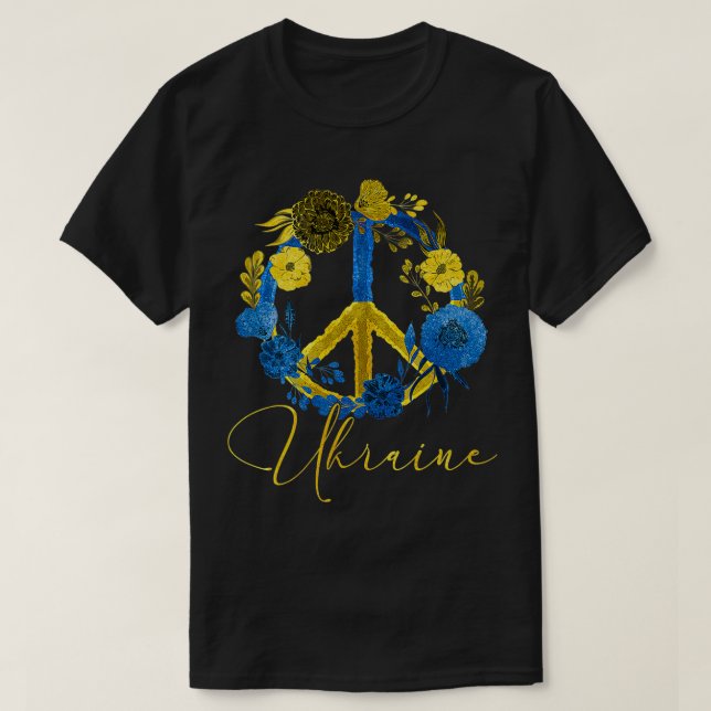 Ukrainas solrosukrainska Flagga Jag står med Ukr T Shirt (Design framsida)