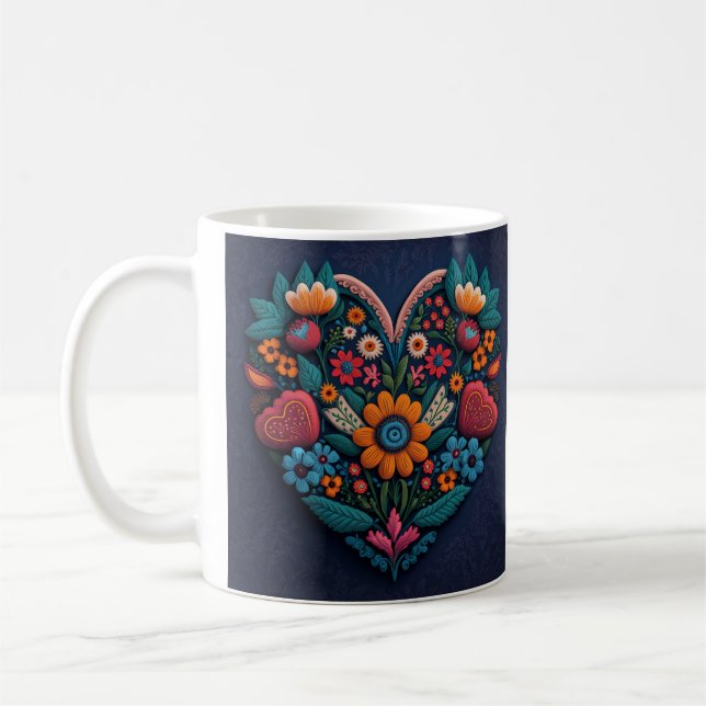 Ukrainas Stil Heart of Flowers Kaffemugg (Vänster)