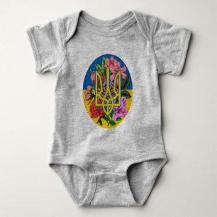 Ukrainas trident och flagga med blommor t shirt