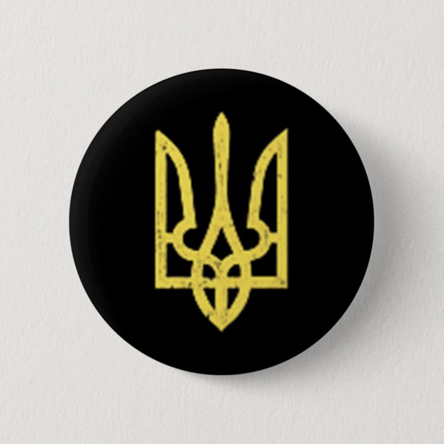 Ukrainas Trident Symbol - Ukraina Support Patriot Knapp (Framsida)