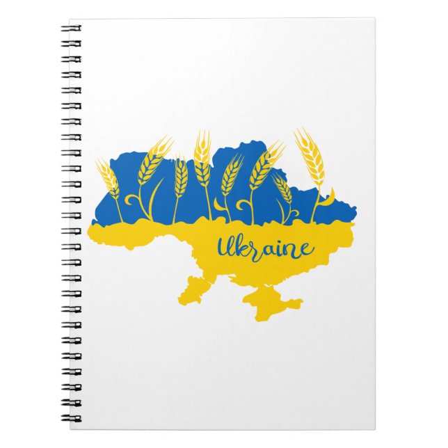 Ukrainas typografi och vetearon på ukrainska flagg anteckningsbok (Framsidan)