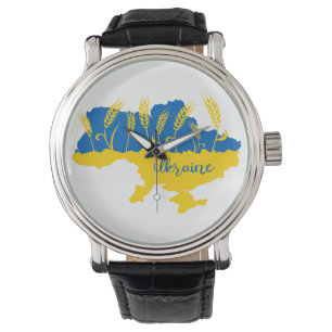 Ukrainas typografi och vetearon på ukrainska flagg armbandsur