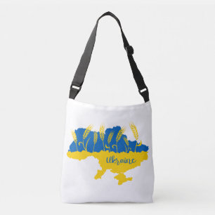 Ukrainas typografi och vetearon på ukrainska flagg axelväska