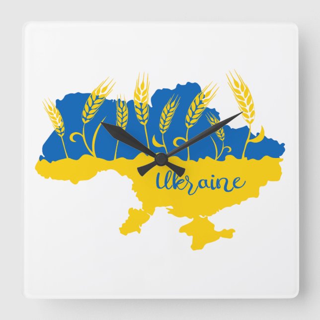 Ukrainas typografi och vetearon på ukrainska flagg fyrkantig klocka (Framsida)