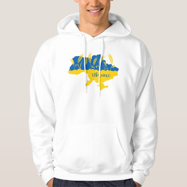 Ukrainas typografi och vetearon på ukrainska flagg hoodie (Framsida)