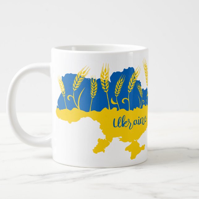 Ukrainas typografi och vetearon på ukrainska flagg jumbo mugg (Vänster)