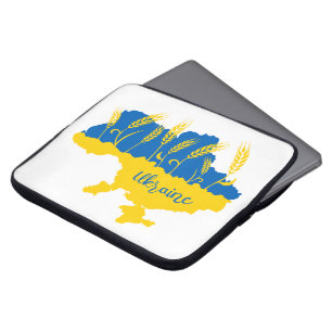 Ukrainas typografi och vetearon på ukrainska flagg laptop fodral