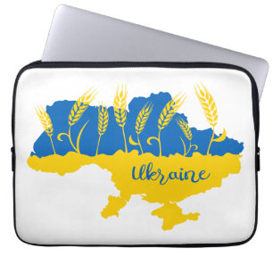 Ukrainas typografi och vetearon på ukrainska flagg laptop fodral