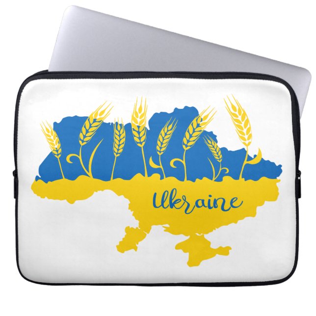 Ukrainas typografi och vetearon på ukrainska flagg laptop fodral (Framsidan)