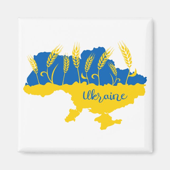 Ukrainas typografi och vetearon på ukrainska flagg magnet (Framsidan)