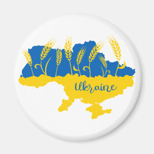 Ukrainas typografi och vetearon på ukrainska flagg magnet