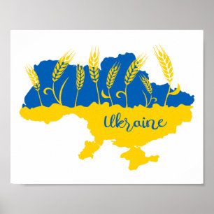 Ukrainas typografi och vetearon på ukrainska flagg poster