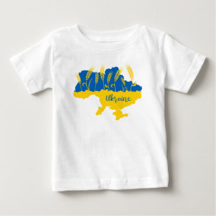 Ukrainas typografi och vetearon på ukrainska flagg t shirt