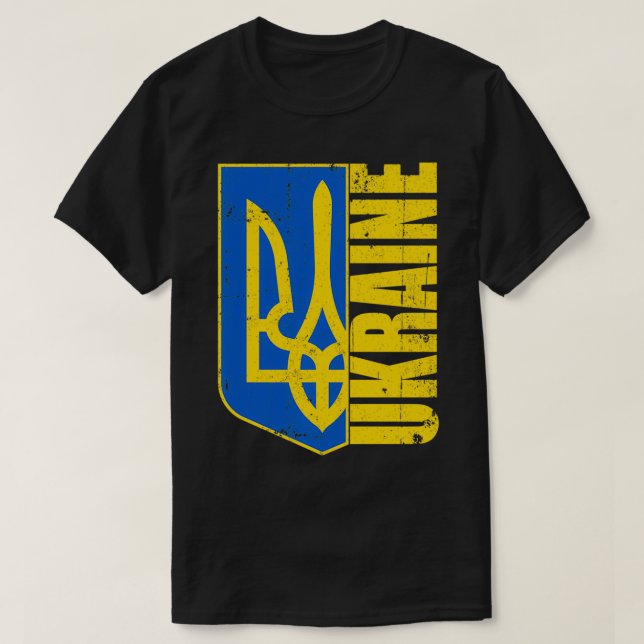 Ukrainas Vapensköld Flagga Pullover T Shirt (Design framsida)