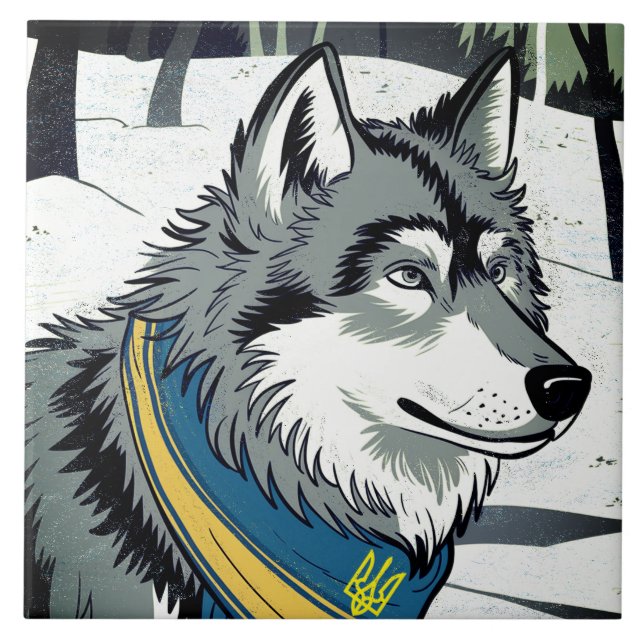Ukrainas Varg Symbol, Strong, Proud Ukraina Art Kakelplatta (Framsidan)