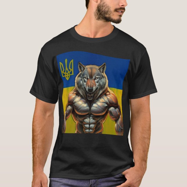 Ukrainas Varg, Ukrainas patriotiska T Shirt (Framsida)