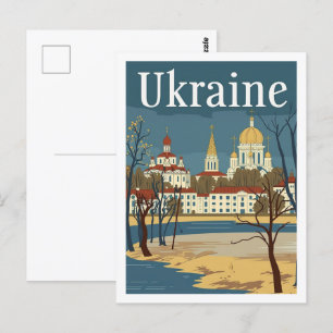 Ukrainas Vintage Berömd Travel Ställe Vykort