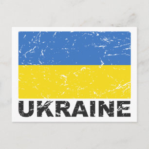 Ukrainas Vintage Flagga Vykort