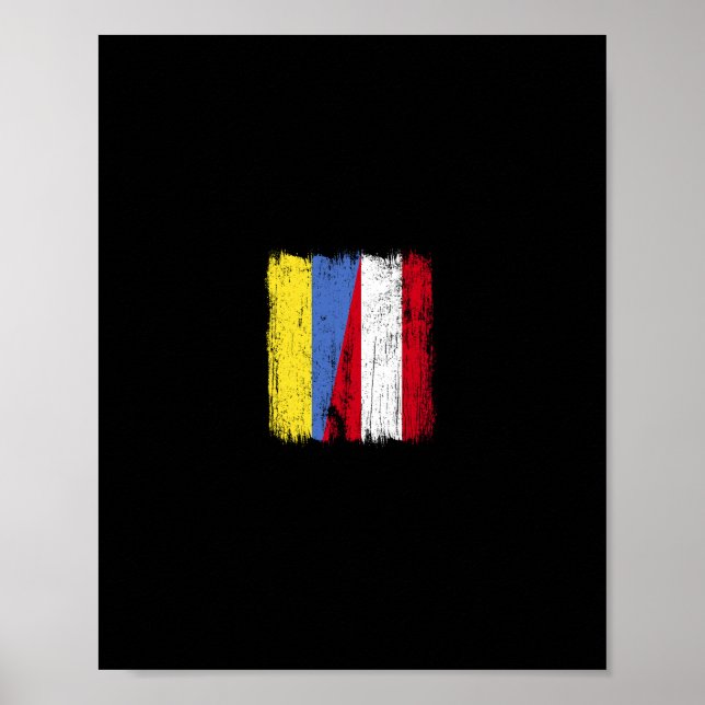 Ukraine Austria Half Flag Ukrainian Austrian Herit Poster (Framsidan)