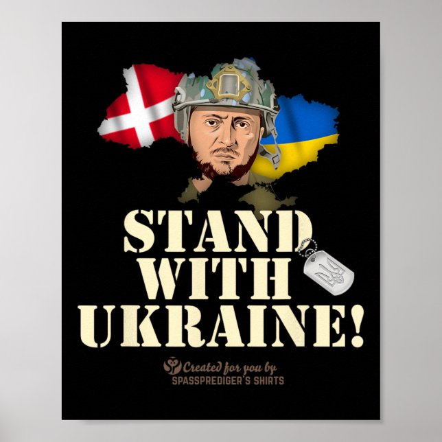 Ukraine Denmark Flags Slogan Stand With Ukraine  Poster (Framsidan)