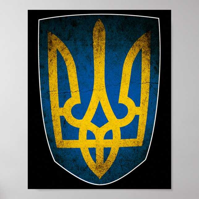 Ukraine Flag And Trident Ukrainian 1  Poster (Framsidan)