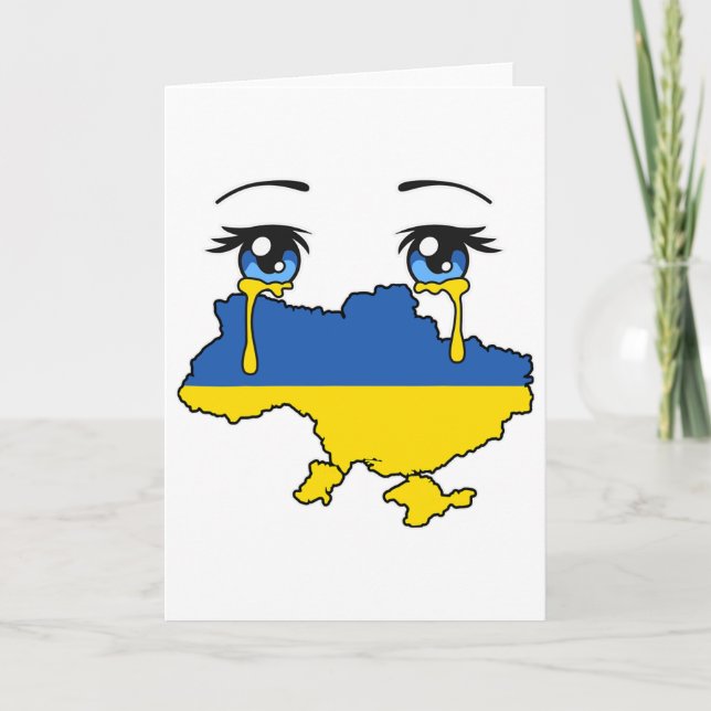 Ukraine Flag Crying Tears For Ukraine 1  Kort (Framsida)