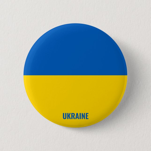 Ukraine Flag Inscription Blue Yellow Knapp (Framsida)