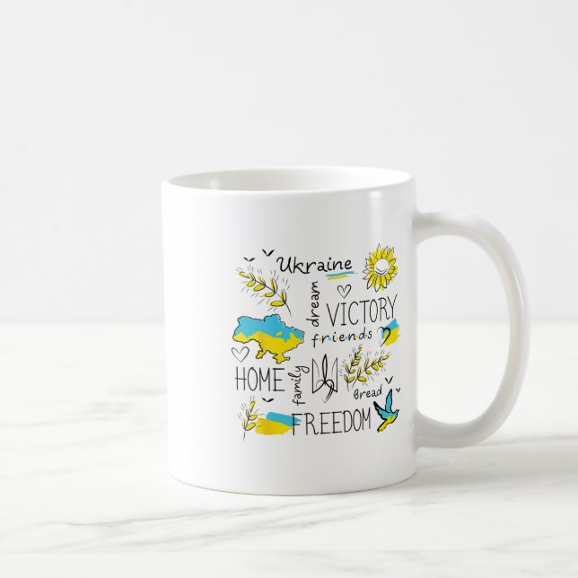 Ukraine Flag - Viktory - Freedom - Home - Map Ukra Kaffemugg (Höger)
