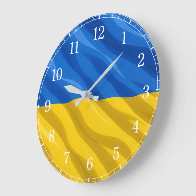Ukraine Flag Wall Clock — Waving Flag Design Stor Klocka (Vinkel)