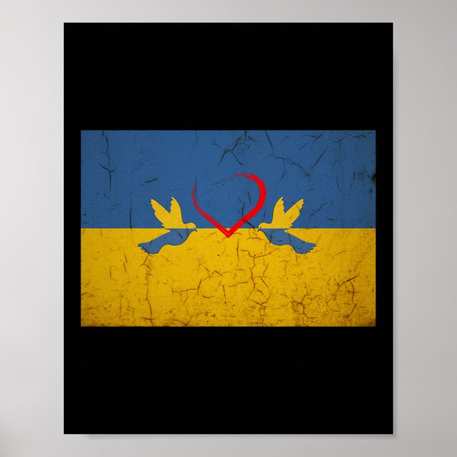 Ukraine Flag With Heart  Poster (Framsidan)