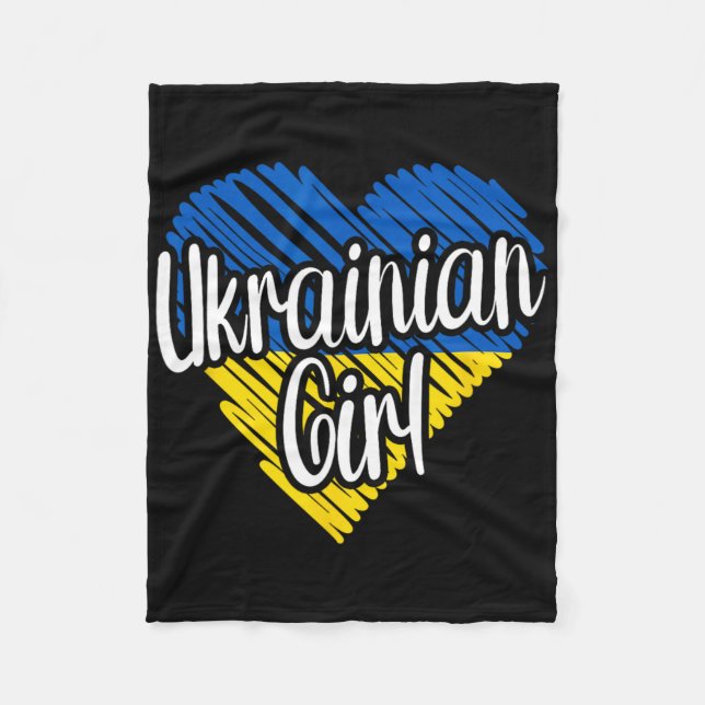 Ukraine For Girl Ukrainian Heart Flag For Women Uk Fleecefilt (Framsidan)