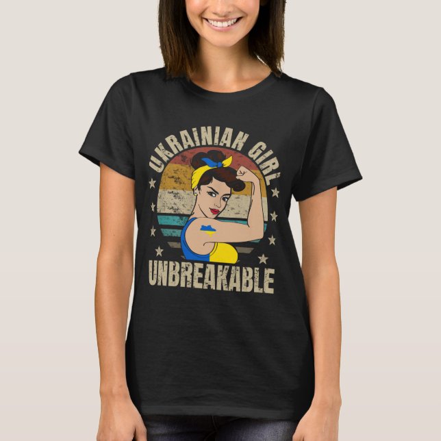 Ukraine Girl Unbreakable Ukrainian Strong Woman T Shirt (Framsida)