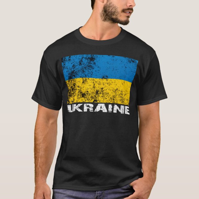 ukraine grunge Flagga T Shirt (Framsida)
