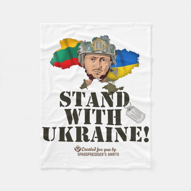 Ukraine Lithuania Flags Zelensky Stand With Ukrain Fleecefilt (Framsidan)