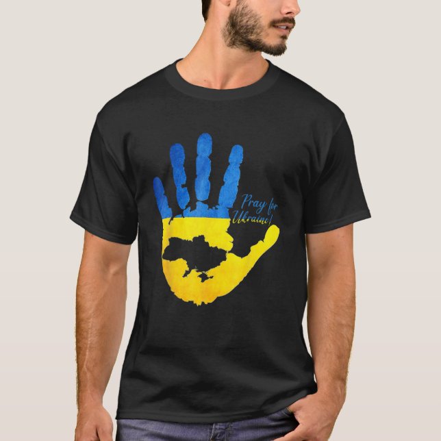 Ukraine Map Pray For Ukraine T Shirt (Framsida)