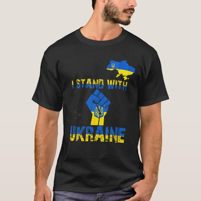 Ukraine Map Pray For Ukraine T Shirt (Framsida)