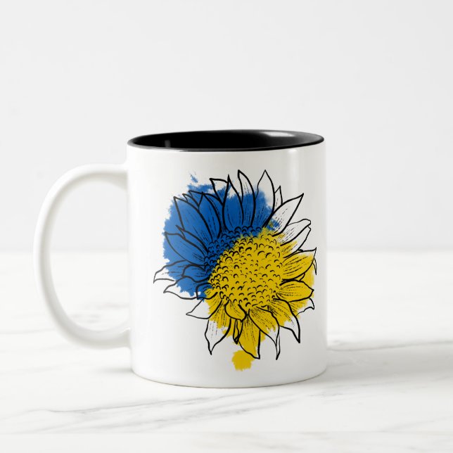 Ukraine Support Sunflower Två-Tonad Mugg (Vänster)