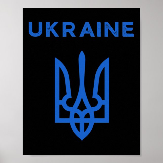Ukraine Supporter Trident Ukrainian Tryzub Flag Co Poster (Framsidan)