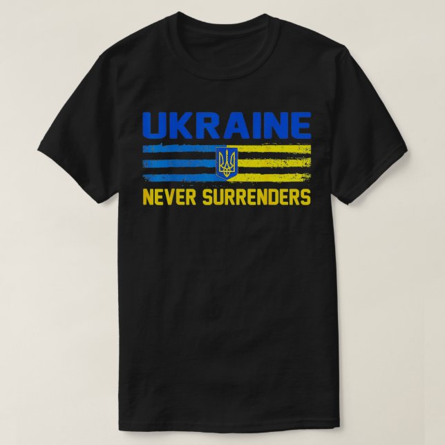 UKRAINE Surrenders, Ukraina Flagga and Trident T Shirt (Design framsida)