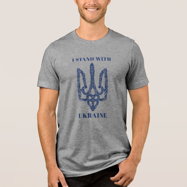 UKRAINE. Trident. I Stand With Ukraine.  T Shirt (Framsida)