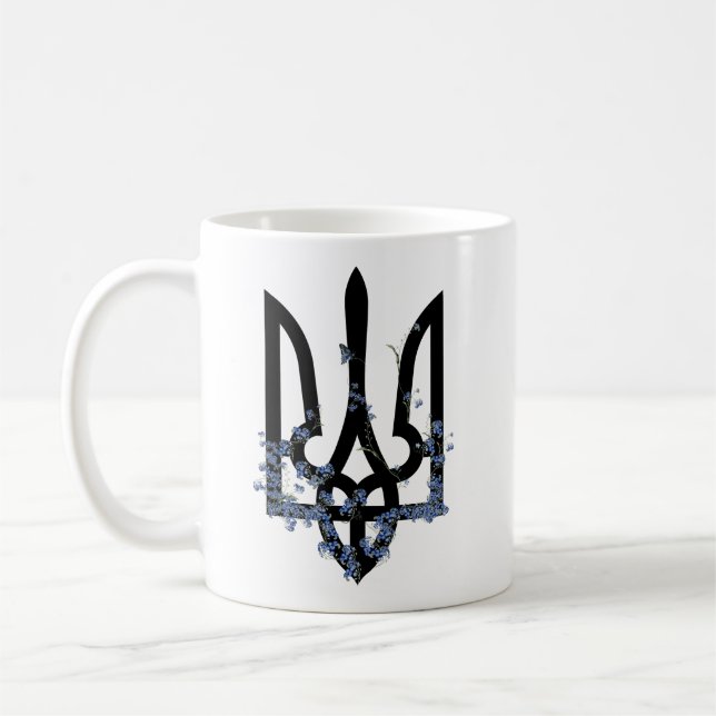 UKRAINE. Trident Trizub - coat of Arms of Ukraine. Kaffemugg (Vänster)