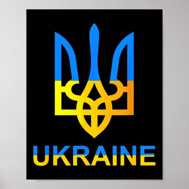 Ukraine Tryzub Trident Bold Modern Flag Style Grap Poster (Framsidan)