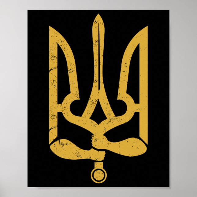 Ukraine Ukrainian Kiew Trysub Flag 10  Poster (Framsidan)