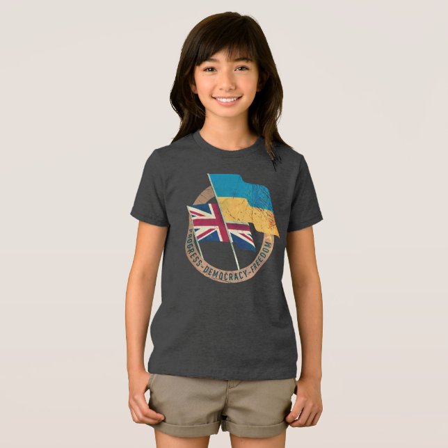 Ukraine-United Kingdom Friendship Emblem T Shirt (Framsida Full)
