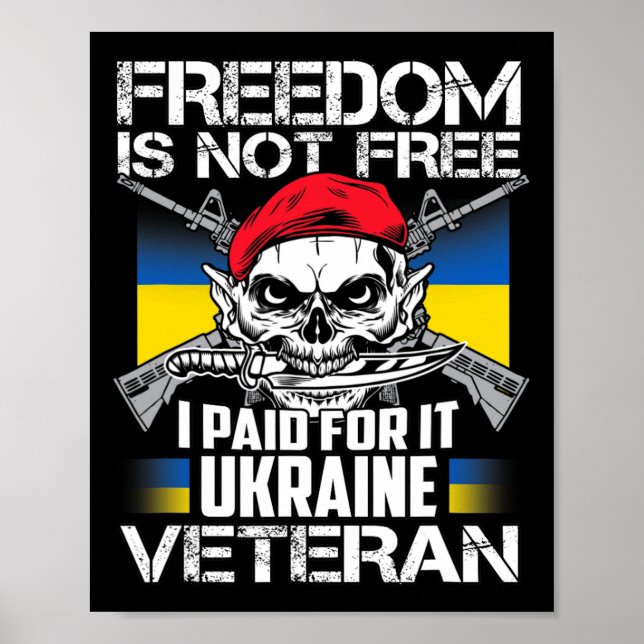 Ukraine Veteran Support Ukraine Map Flag Pride Blu Poster (Framsidan)