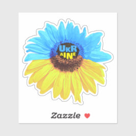 Ukraine watercolor sunflower blue yellow flag klistermärken