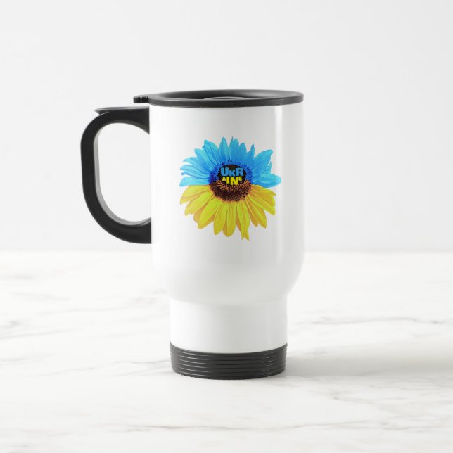 Ukraine watercolor sunflower blue yellow flag resemugg (Vänster)