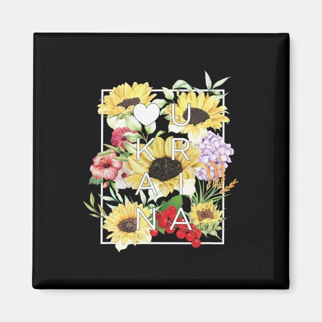 Ukraines blommor Word Art - Ukrainsk stolthet  Magnet (Framsidan)